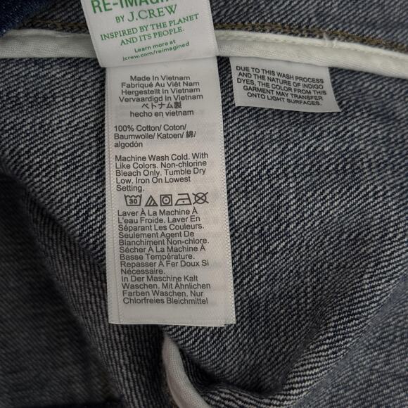 J Crew Denim Blazer Jacket Womens 12 Jean Short Gold Button Utility Preppy Chic - Picture 7 of 10